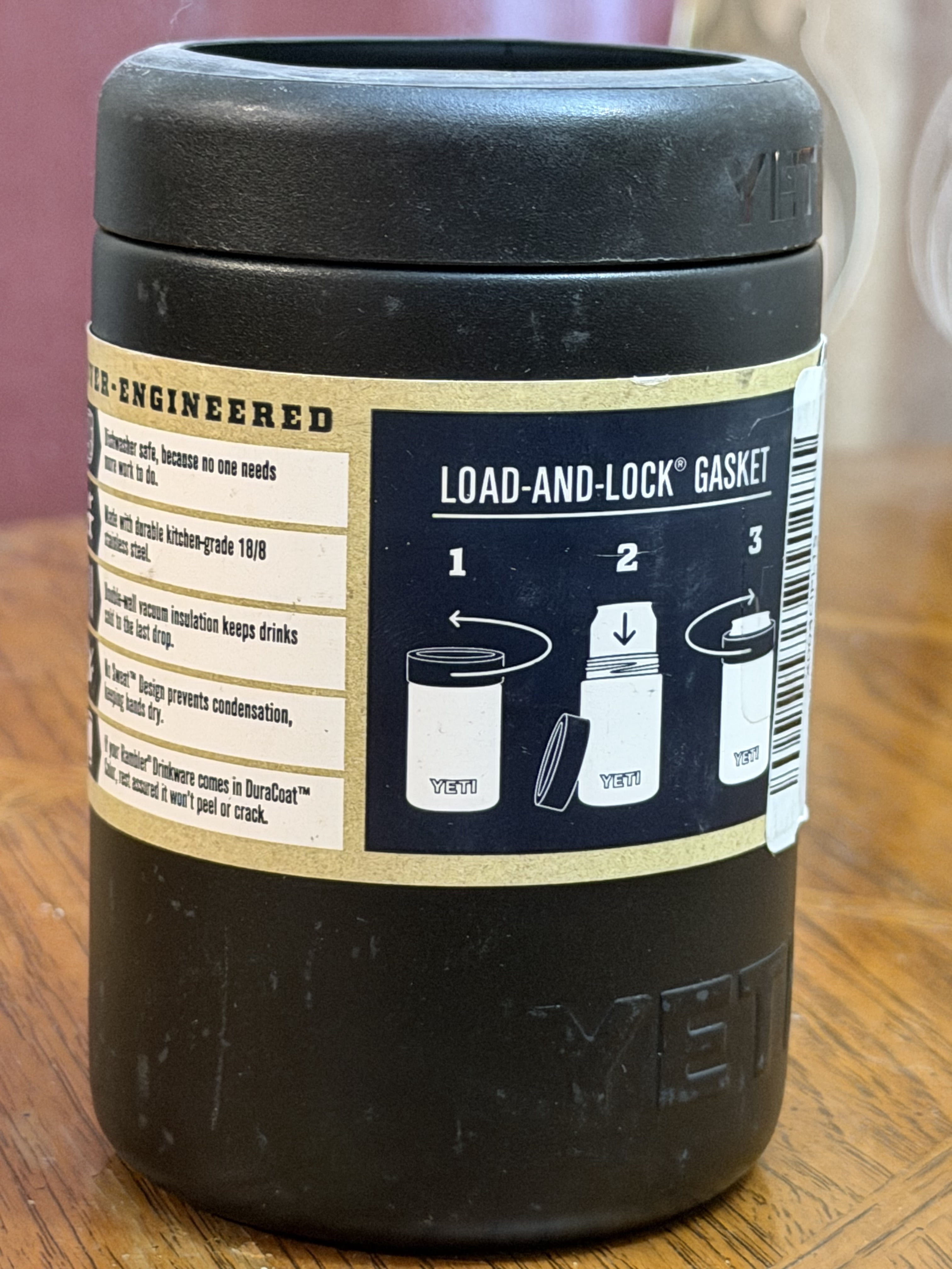 Yeti Rambler Colster 12 Oz. Black Stainless Steel Insulated Drink Holder with Load-And-Lock Gasket