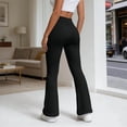 thumbnail image 7 of ClodeEU Women's High Waist Flare Leg Yoga Pants,Solid Color Quick Dry Stretch Workout Leggings Black,Women's Plus L, 7 of 7