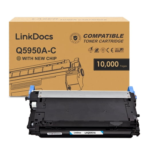 LinkDocs 643A Cyan Toner Cartridge Compatible for HP 643A C Q5951A used with HP Color LaserJet 4700 4700dn 4700dtn 4700n printers