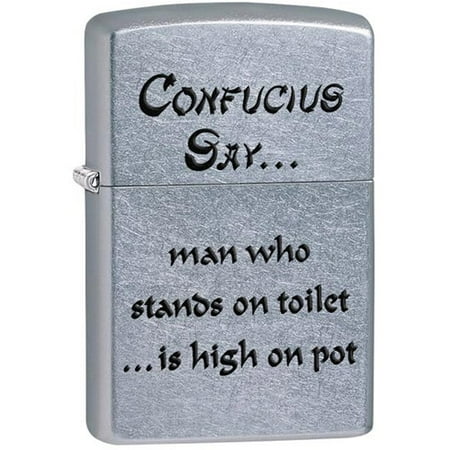 Zippo Confucius Say Pot Street Chrome Lighter