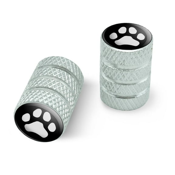 Paw Print Dog Cat White on Black Motorcycle Bicycle Bike Tire Rim Wheel Aluminum Valve Stem Caps