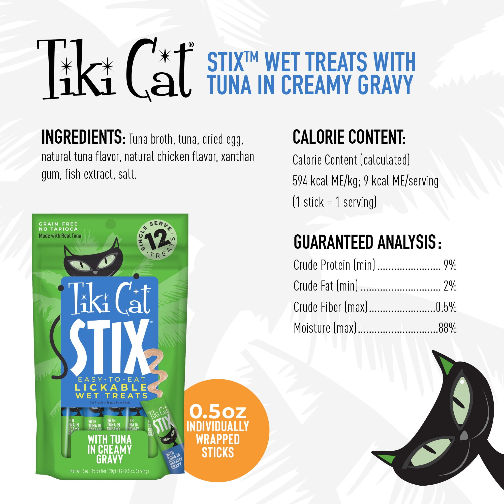 (2 pack) Tiki Cat Stix Wet Cat Treats, Tuna, 6 oz. Pouch