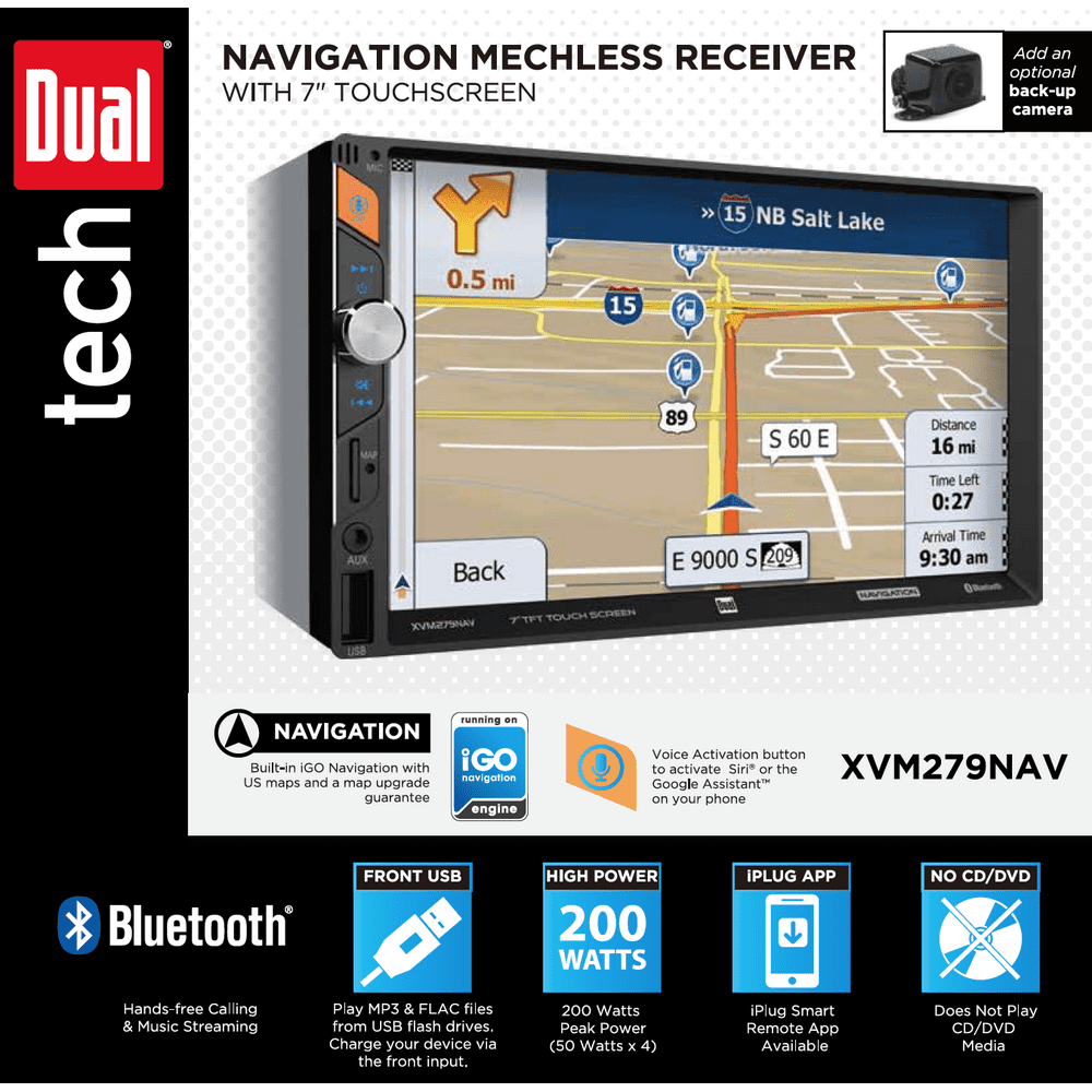 Dual Electronics XVM279NAV 7inch LCD Multimedia Touch Screen Double