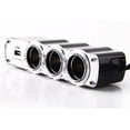 thumbnail image 1 of Extensor y divisor para el encendedor del coche con 3 tomas, 2 puertos USB, 12 V/24 V, indicador de carga, negro, 117 g, 1 of 3