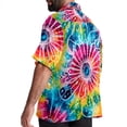 thumbnail image 3 of tie dye2 Men's Short Sleeve Button Down Poplin Hawaiian Shirt for Summer Beach, Casual Printed Unisex Style, 3 of 6