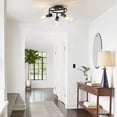 thumbnail image 6 of 3-Light Semi-Flush Mount Ceiling Light 15.3" Black Dining Room Light Fixture with Clear Glass Lampshade, 6 of 7
