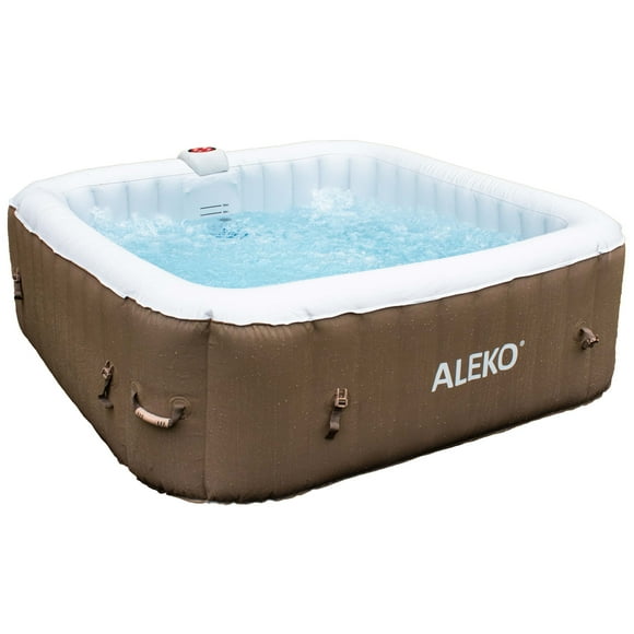 ALEKO Square Inflatable Brown 6 Person Hot Tub Spa with Cover