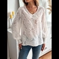 thumbnail image 4 of Camisas de Larga para Mujer, Blusas Informales Holgadas de con Cuello en V y Mangas Farol. M, 4 of 10