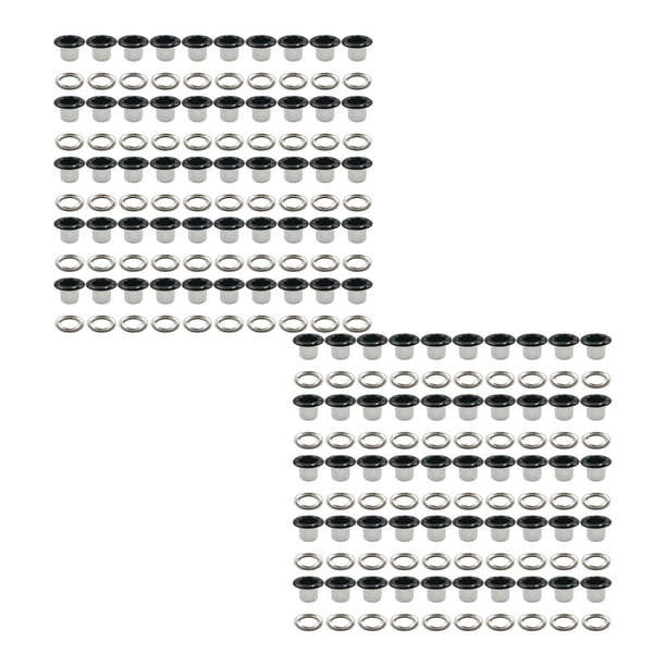 100 ojales de metal, ojal pequeño de 5 mm, forma redonda multiusos para proyectos de bricolaje. negro brillante