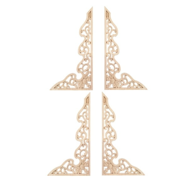 4 Pcs Engraved Piece Ornament Decals Ceiling Fan Corner Wall Cabinet Khaki
