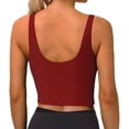 thumbnail image 3 of Bixox Women's Maroon Pattern Fitness Navel Tank Top U-Back Yoga Tank Top Sweatshirt Sports Bra, 3 of 7