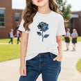 thumbnail image 5 of White Girls T-Shirt Short Sleeve 100% Cotton Floral Rose Print Graphic Tee for Kids Kids,Size 5 T, 5 of 9