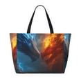 thumbnail image 2 of Honeii Red And Blue Fire Dragon E for Tote Bag with Adjustable Strap,Beach Bag, Waterproof Sandproof Beach Tote Bag, Large Capacity Foldable Beach Bags, 2 of 7