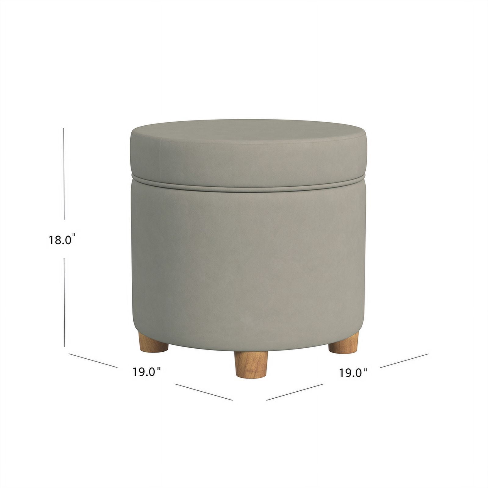 HomePop Round Storage Ottoman, Fawn Velvet