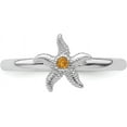 thumbnail image 4 of Solid Sterling Silver Stackable Expressions Citrine Starfish Ring - Ring Size 6.0, 4 of 8