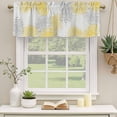 thumbnail image 2 of Yellow White Curtain Valances for Windows, Kitchen Valance Window Treatments Panel 2 Pack, Abstract Grey Chrysanthemum Flower Floral Rod Pocket Short Curtains for Bathroom Bedroom 42 x 12 Inch, 2 of 8