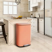 CL.HPAHKL 13 Gallon (50L)Trash Can ,Kitchen Trash Can, Stainless Steel with Lid, Foot Pedal and Inner Bucket, Fingerprint-Resistant Soft Close Lid Garbage Can, Pedal Rubbish Bin for Home Office