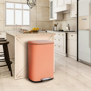 CL.HPAHKL 13 Gallon (50L)Trash Can ,Kitchen Trash Can, Stainless Steel with Lid, Foot Pedal and Inner Bucket, Fingerprint-Resistant Soft Close Lid Garbage Can, Pedal Rubbish Bin for Home Office