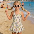 thumbnail image 3 of Uourmeti Girls' Embroidered Wildflower Swim Dress | Sleeveless Skirted One-Piece | Quick Dry Stretch Bathing Suit for Beach & Pool, 3-13 Years, 3 of 8