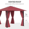thumbnail image 3 of 10' x 10' Patio Gazebo, Outdoor Canopy with Sidewalls and Aluminum Frame, Vented Roof, Outdoor Shelter Tent Sun Shelter for Garden Lawn Backyard Deck, Wine Red, 3 of 5