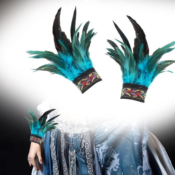 Muñequeras de plumas Yinane Floral Azul
