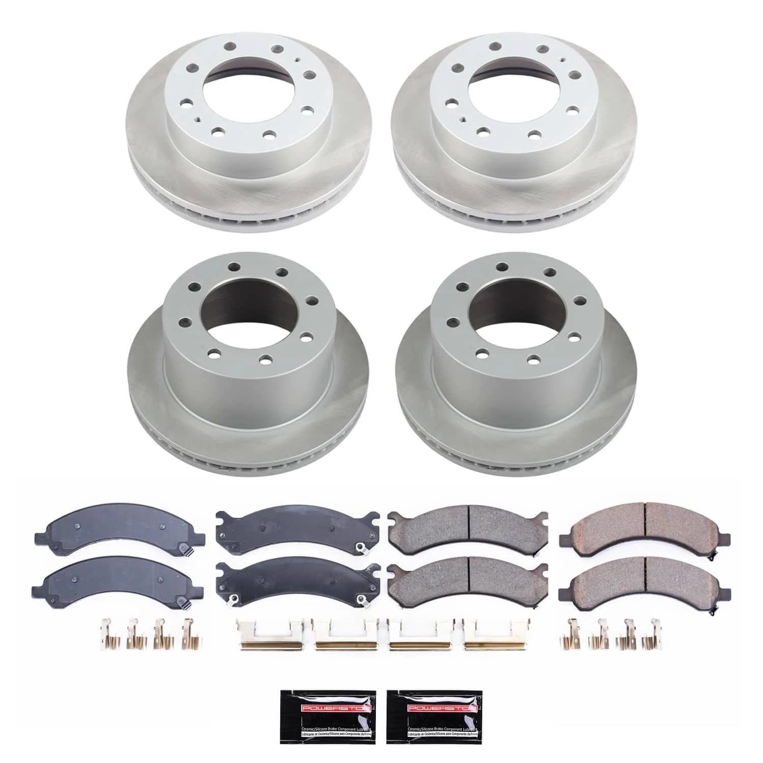 PowerStop Front and Rear Semi-Coated Rotor and Low-Dust Ceramic Brake Pad Kit SC4528