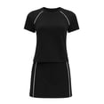 thumbnail image 5 of Ohufall 2PC Womens Short Skirt Sets Sport Short Sleeve Crew Neck Solid Color Elastic Waist Top with Short Skirt Sets, 5 of 5