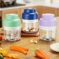 thumbnail image 4 of Electric Mini Garlic Chopper Set, Electric Garlic Chopper, Ulti-Functional Portable Vegetable Cutter Set, 250/ 320ml For Chili Onion Ginger Celery (Green,250mm), 4 of 8