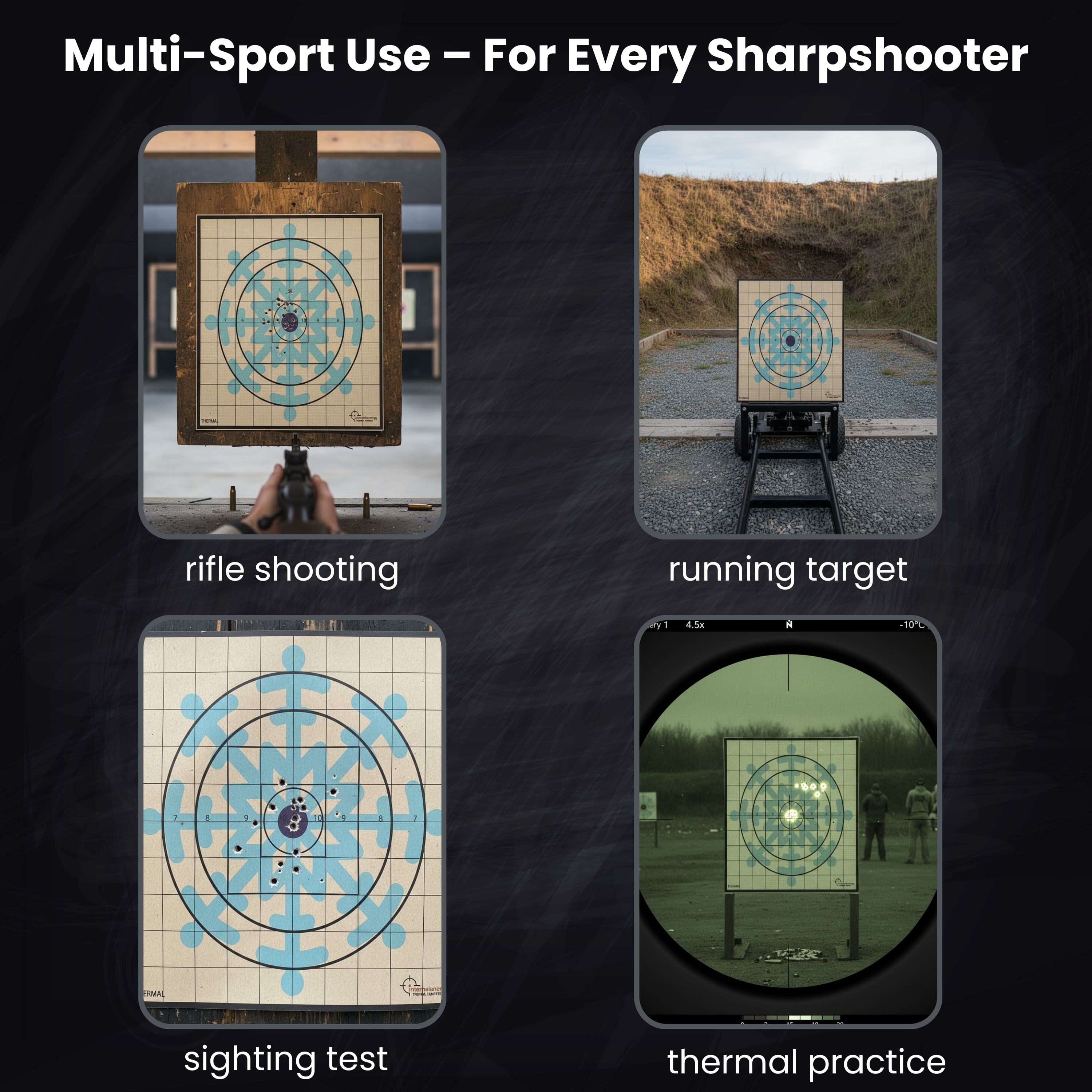 Internal Energy 5-Christmas Thermal Snow Flakes Targets – 5-Pack Passive Zeroing Rifle Shooting Targets with Diamond Bullseye, Extra-Bright Thermal Snow Flakes for Outdoor Range