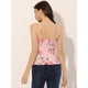 thumbnail image 4 of Cami floral sin mangas para mujer Tank Top con cuello en V y corbata en la cintura Peplum Blusa Rosa S, 4 of 5