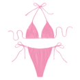 thumbnail image 4 of DHFJKG Bikini Sets For Women Solid Color 2 Piece Swimsuits Halter Tie Side Triangle Bathing Suit With Thong Bottoms Versatile Beachwear, 4 of 4