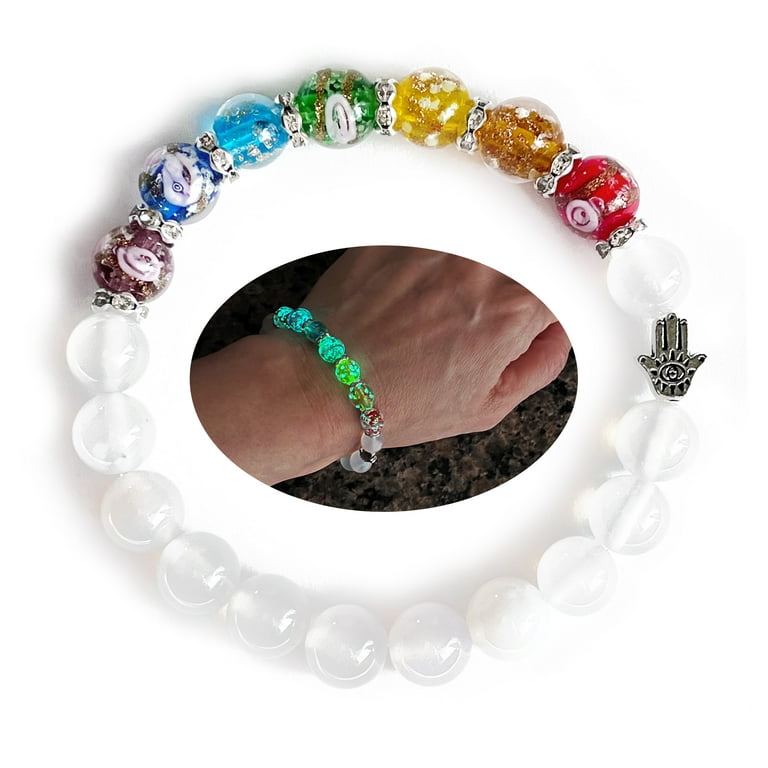 Cleansing Mantra Bracelet Clear Crystal Quartz Healing 7th Chakra