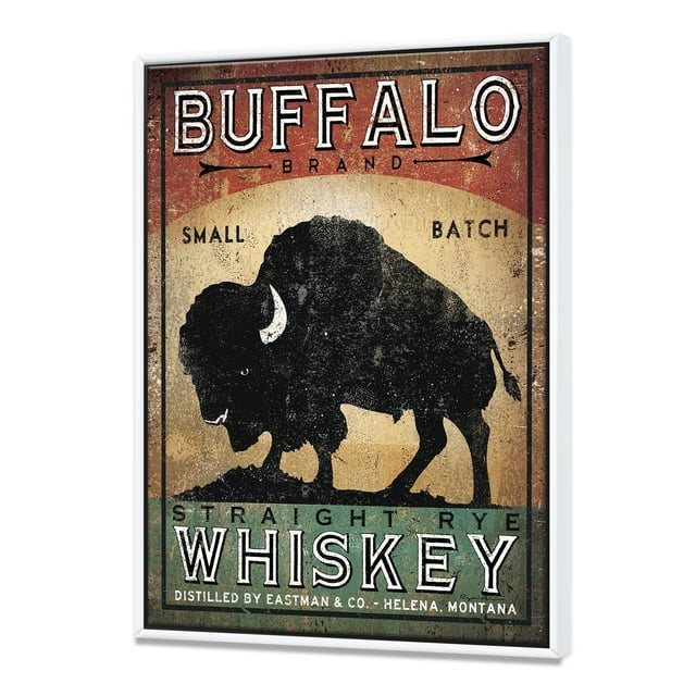 Vintage Buffalo Whiskey - Wildlife Framed Canvas