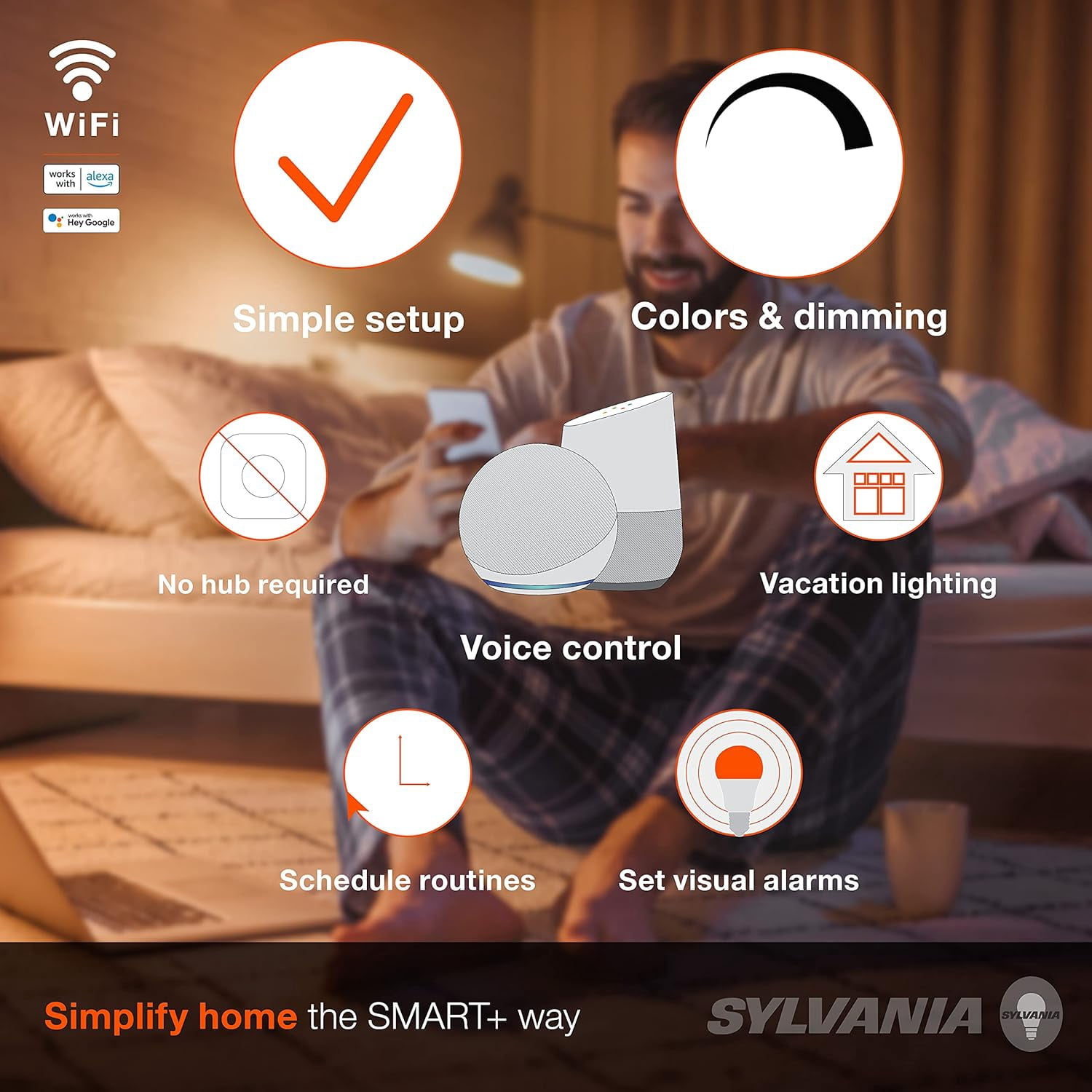 Sylvania Smart+ Full Color Dimmable LED Light Bulbs, 800 Lumens, 4 Pack