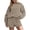 Z-Beige541, variant on JIAYUE Women 2 Piece Outfits Sets Casual Long Sleeve Shorts Pocket Drawstring Solid Color Round Neck Top Loose Fit Female Trendy Clothing Set