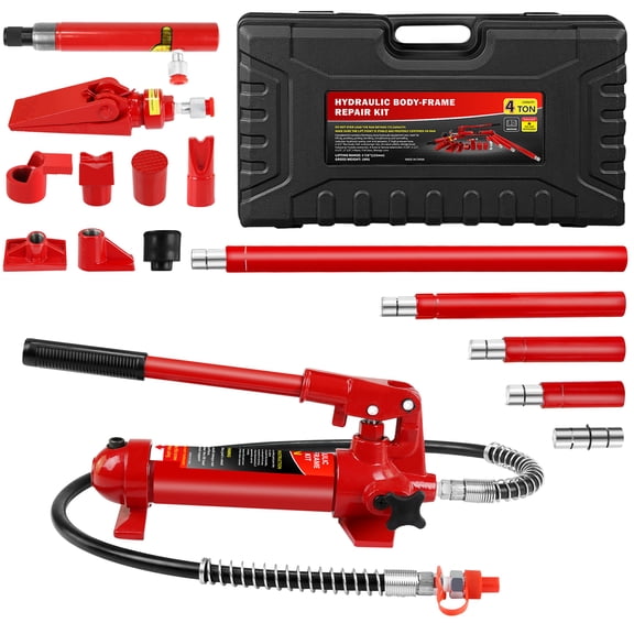 POWANLI 4 Ton Porta Power Kit, Portable Hydraulic Jack with Oil Hose, Car Frame Repair Tool with Storage Case for Automotive, Heavy Equipment, Mechanic