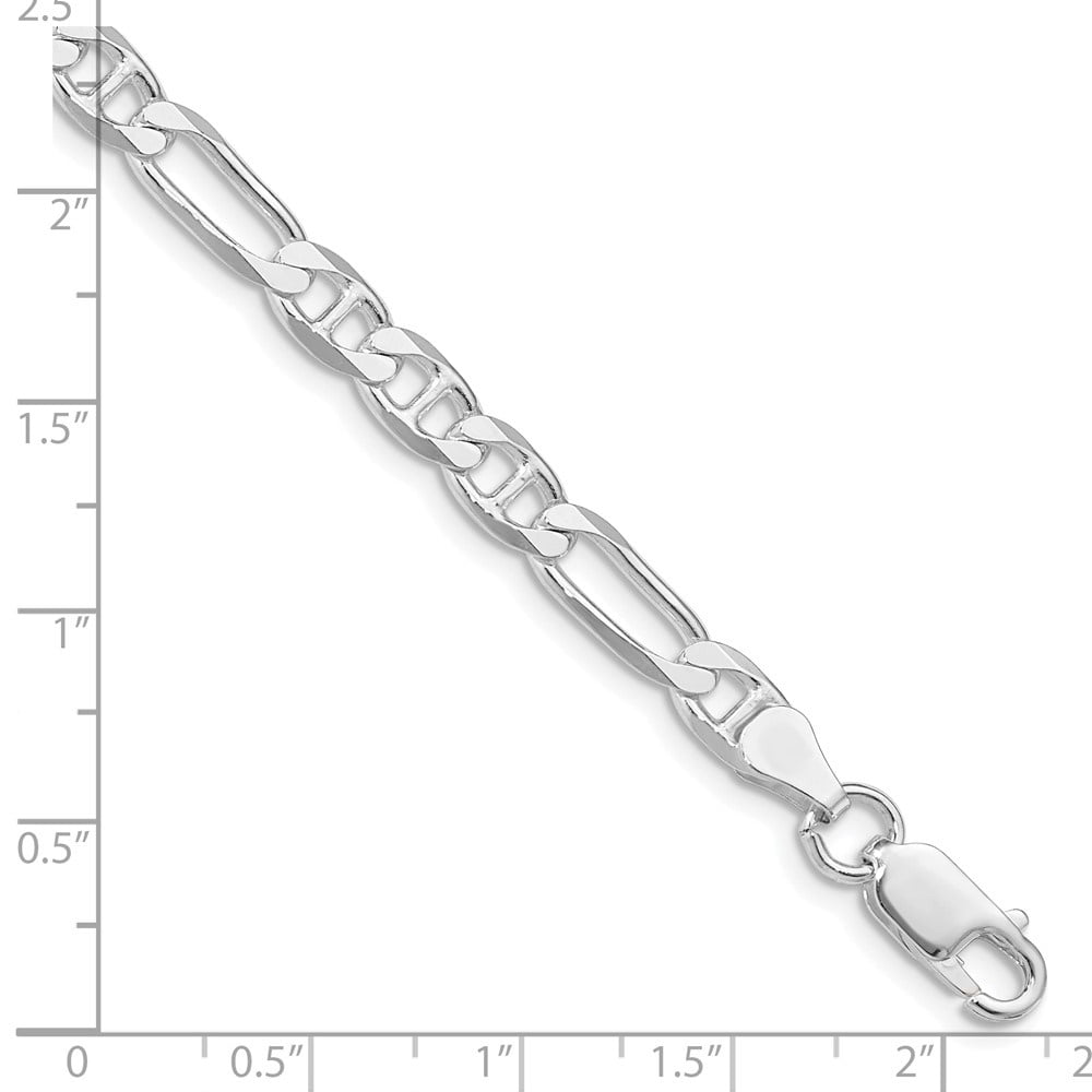 Auriga 925 Sterling Silver Rhodium-plated 5.5mm Figaro Anchor 9inch Chain Bracelet for Men