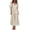 Beige, variant on Women's V Neck Puff Sleeve Midi Dress with Ruched Detail Lined Body Lightweight Fabric 95% Polyester 5% Spandex