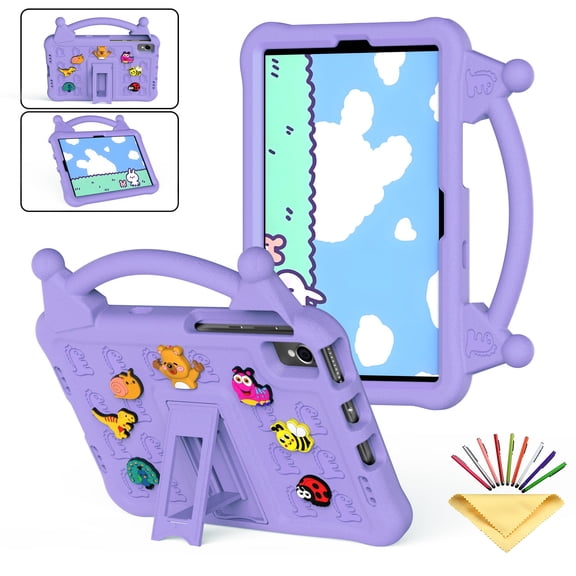 Mynvo Kids Stand Handle Case for Samsung Galaxy Tab S6 Lite 10.4 Inch 2024/2022/2020 & Tab S5E 10.5 inch 2019/ for Lenovo Tab K10 10.3 Inch 2021 / M10 FHD Plus Case 2020 (2nd Gen),Lightpurple