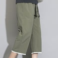 thumbnail image 4 of AherBiu Capri Pants Mens Wide Leg Drawstring Plus Size Loose Pants with Pockets Beach Lightweight 3/4 Shorts, 4 of 7