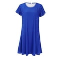 thumbnail image 3 of MSJUHEG Robes pour Femmes 2024 Robes d'Été pour Femmes 2024 Robes à Volants Manches Courtes Robe T-Shirt Col Rond Robe d'Été avec Poches Robes pour Femmes Grande Taille Robes pour Femmes Courbes Bleu L, 3 of 9