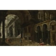 thumbnail image 2 of Michele Marieschi 14x11 Gold Ornate Wood Frame and Double Matted Museum Art Print Titled - Architectural Fantasy Featuring a Prison Courtyard, 2 of 4