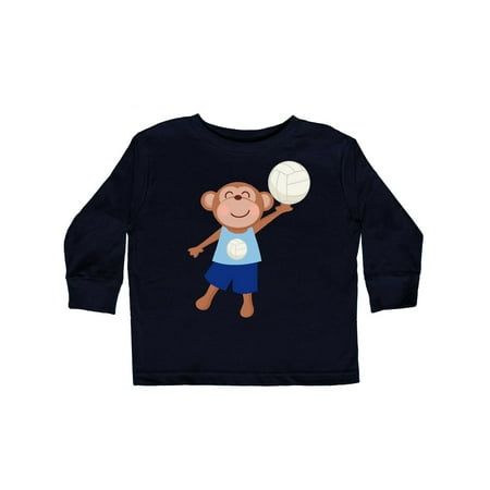 

Inktastic Volleyball Player Boys Cute Monkey Gift Toddler Boy Girl Long Sleeve T-Shirt