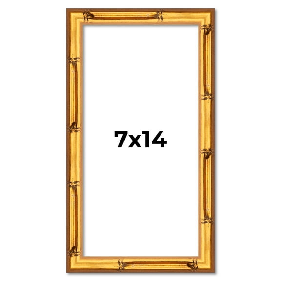 7x14 Frame Gold Bamboo Solid Wood Picture Frame | 0.75 Inch Moulding Width | Interior Frame Depth