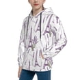 thumbnail image 2 of Salouo Lavender Flowers Pattern Hoodie Sweatshirt for Youth, Fall Pullover Hoodie Sweatshirt Long-Sleeve Pullover Hooded Sweatshirt-Large, 2 of 6