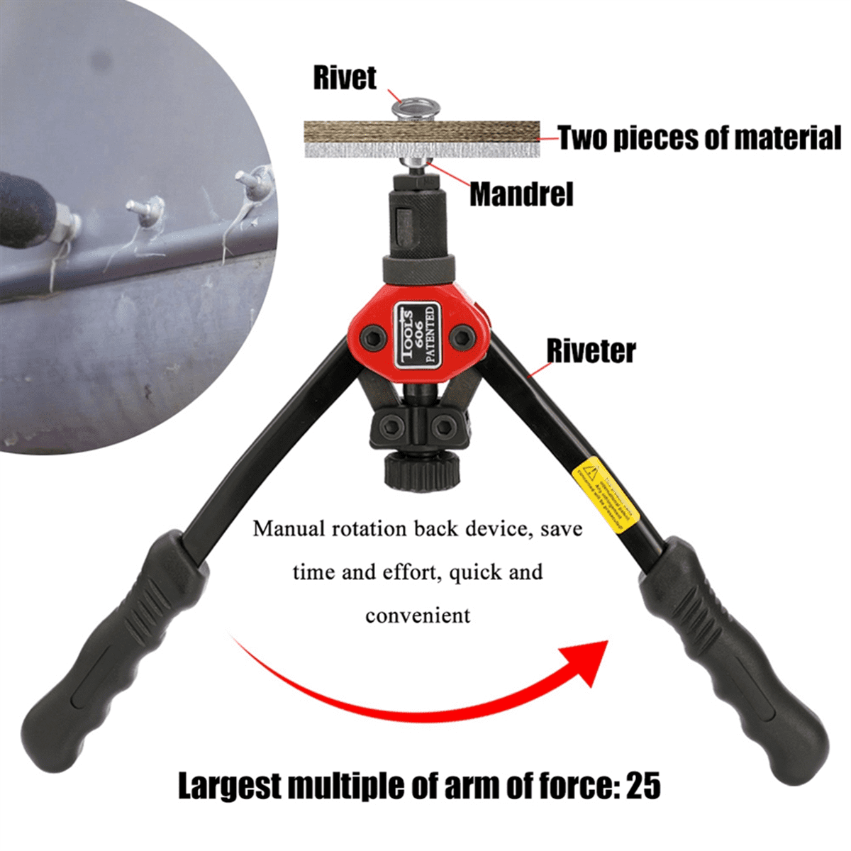 50pcs Rivet Nut +Hand Threaded Rivet Nuts- BT606 M3 /M5 M6 M8 Double Insert Riveting Rivnut Rivet Tool