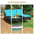 thumbnail image 5 of Patiojoy 3 PCS Patio Furniture Set Outdoor All Weather Wicker Conversation Set w/Cushioned Ottoman & Side Table Turquoise, 5 of 10