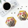 thumbnail image 4 of Yiaed Floral Sunglasses Cat Art Print Leather Coasters for Drinks - Cup Coasters Coffee Table Kitchen Table Bar, Home & Office Gifts Handmade Drink Coasters-Hexagon, 4 of 6