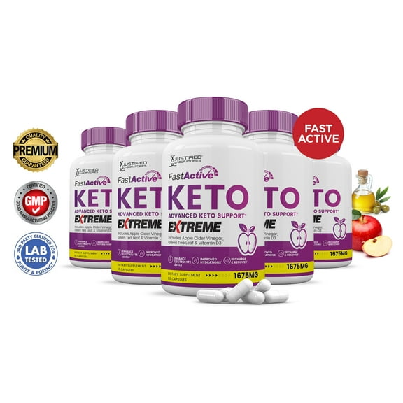 (5 Pack) Fast Active Keto ACV Extreme Pills 1675mg Alternative to Gummies Dietary Supplement 300 Capsules