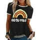 thumbnail image 1 of Women Rainbow Graphic Pride Tee Shirt Good Vibes Letter Print T-shirt Lgbt Equality T-shirts Casual Short Sleeve Tops, 1 of 2